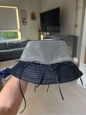 Kara Crystal Embellished Bucket Hat - Black and Silver